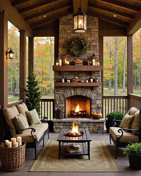 20 Cozy Back Porch Ideas You’ll Absolutely Love For Your Home – ToolzView Back Porch Patio With Fireplace, Backyard Porch With Fireplace, Fireplace Screened Porch, Screen Porch Front Of House, Fireplace On Porch Outdoor, Fireplace In Screened Porch, Gazebo With Fireplace Ideas, Back Porch With Fireplace And Kitchen, 3 Season Porch With Fireplace