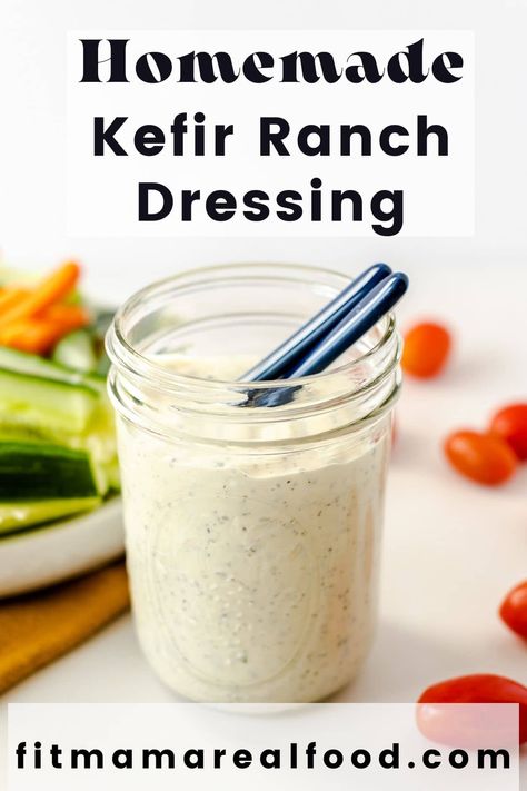 Homemade Ranch Kefir Salad Dressing – Fit Mama Real Food Greek Yogurt Ranch Dressing, Healthy Ranch Dressing, Yogurt Ranch Dressing, Yogurt Ranch, Greek Yogurt Ranch, Ranch Dressing Recipe Homemade, Easy Salad Dressing Recipes, Homemade Greek Yogurt, Kefir Recipes