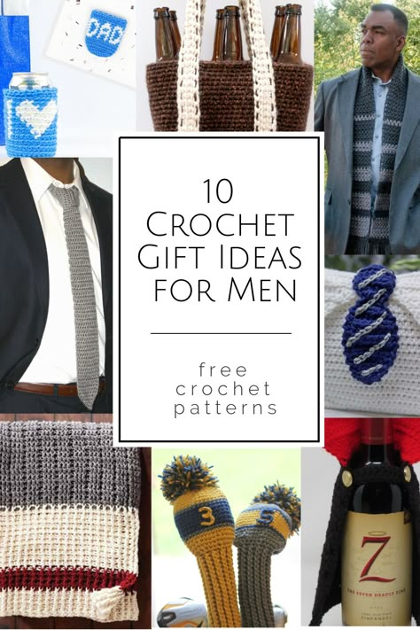 Here is a collection of crochet gift ideas for men from incredible designers.  All are free crochet patterns that make fun, quick and easy, thoughtful crochet gifts. Perfect for Christmas, Father’s Day or a birthday gift for "him" (i.e. Dad, husband, boyfriend, partner or grandpa!) Crochet Anniversary Gift For Him, Crochet Christmas Gifts For Men, Crochet Gift Ideas For Men, Crochet Gifts For Boyfriend, Crochet Gifts For Men, Gifts For Teenage Guys, Diy Crochet Gifts, Quick Crochet Gifts, Crochet Gift Ideas