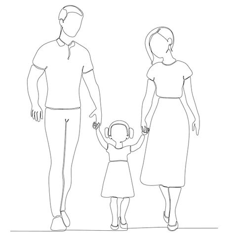 How To Draw A Family, Happy Family Drawing Sketch, Family Poster Drawing, Family Of 3 Drawing, Family Easy Drawing, Family Photo Drawing, Family Drawing Sketch, Happy Family Drawing, Family Drawing Easy