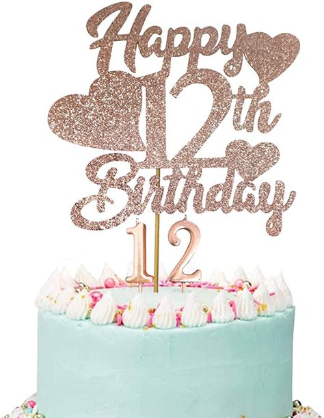 Amazon.com: Happy 12th Birthday Cake Topper, Rose Gold Glittery 12th Birthday Cake Topper, 12th Birthday Cake Topper with Number 12 Candles for Girl 12th Birthday Party Decorations: Toys & Games Birthday Cake 12 Girl, Happy 12th Birthday Girl, Gold Happy Birthday Cake Topper, Happy Birthday 12, Cake Bday, Birthday Wishes Gif, 12th Birthday Cake, Happy 12th Birthday, Birthday Cake Topper Printable