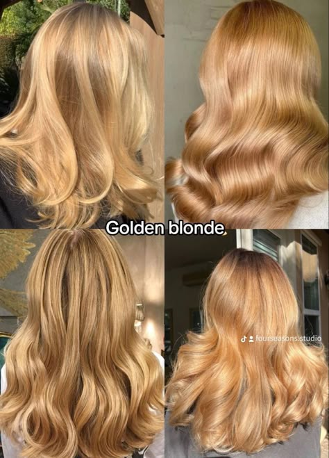 Expensive Honey Hair Color, Honey Light Blonde Hair, Golden Blonde Hair Highlights, Strawberry Blonde With Blonde Highlights, Honey Strawberry Blonde Hair, Light Golden Blonde Hair, Gold Blonde Hair, Golden Hair Color, Golden Blonde Hair Color