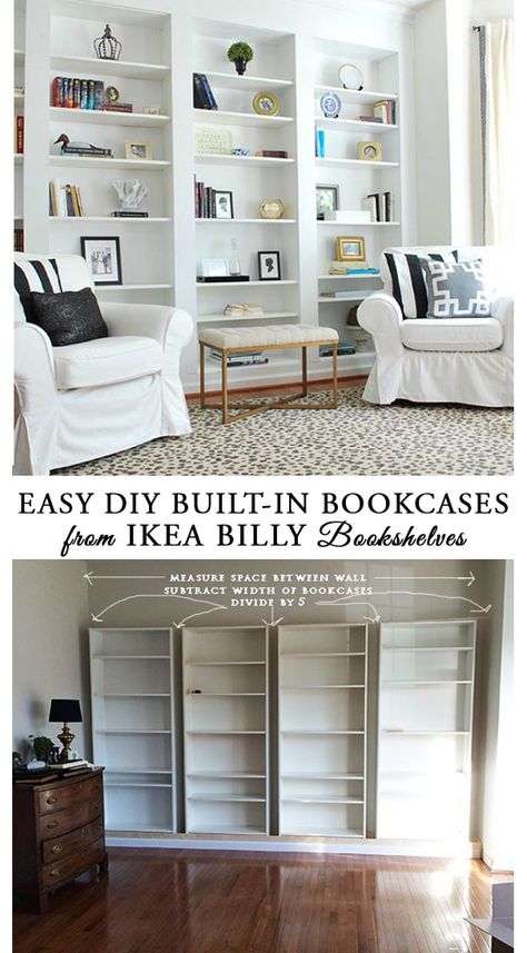 Billy Bookshelves, Billy Ikea, Ikea Built In, Billy Bookcases, Faux Walls, Jar Kitchen, Easy Ikea Hack, Ikea Bookshelves, Ikea Hack Ideas