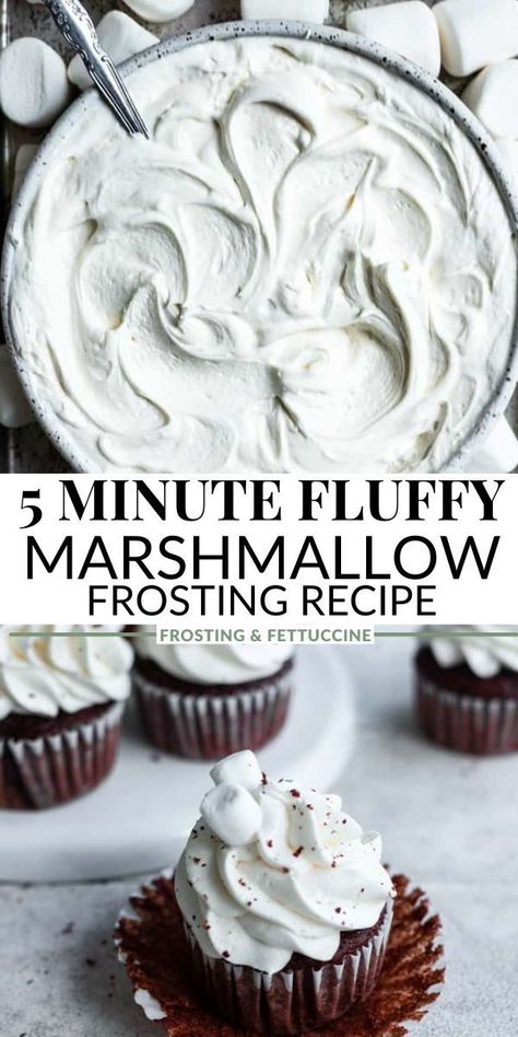 Home Made Icing, Whipped Icing Recipes, Marshmallow Frosting Recipes, Diy Icing, 7 Minute Frosting, Frost Cupcakes, Fluffy Frosting, Homemade Marshmallow, Icing Recipes