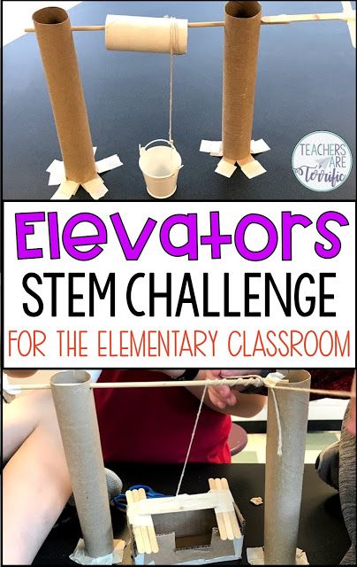 STEM Challenge- build an elevator that will lift an object by using a cranking device. Perfect for upper elementary students. Students must build a platform and a crank that will work to lift a load. #teachersareterrific Stem Club, Elementary Stem Activities, Easy Stem, Summer Stem, Steam Challenges, Steam Ideas, Stem Classes, Stem Lab, Stem Elementary