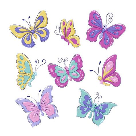 Butterfly Cartoon Images, Clothespin Crafts Christmas, Rainbow Butterflies, Cartoon Drawings Of Animals, Butterfly Art Painting, Cartoon Butterfly, Butterfly Kids, Butterfly Images, Butterfly Illustration