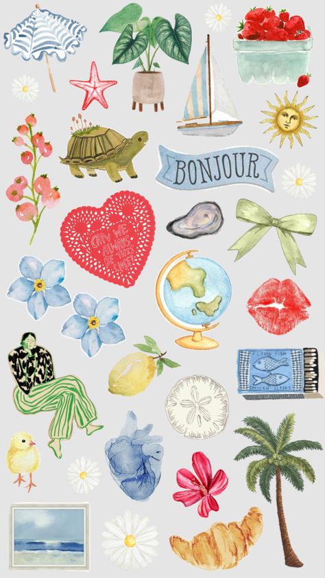 Aesthetic Sticker Collage, Sticker Collage Ideas, Kindle Collage, Aesthetic Journal Stickers, Indie Stickers, Aesthetic Stickers Printable, Sticker Collage, Scrapbook Cover, Sticker Journal