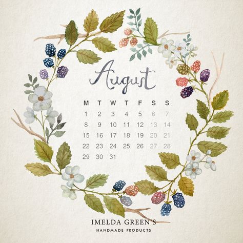 Wreath Calendar, Downloadable Calendar, Floral Calendar, Watercolor Calendar, Hello August, Wreath Drawing, Christmas Mesh Wreaths, Calendar Wallpaper, Instagram Ideas Photography