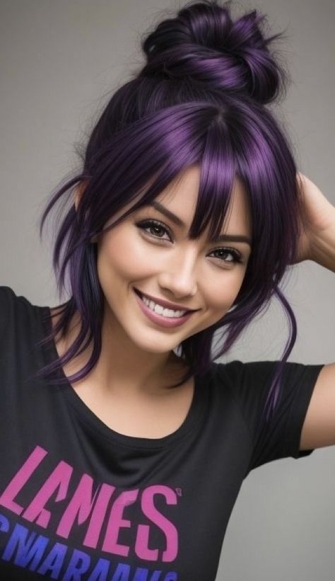 Dark Purple Shoulder Length Hair, Blackberry Hair, Fuschia Hair, Blackberry Hair Colour, Chestnut Hair, Bold Hair Color, Hair Color Unique, Gorgeous Hair Color, Lavender Hair