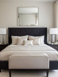 Chic Dresser, Black Bed Frame, Black Bed, Modern Platform Bed, Minimalist Bedroom Design, Wall Art Ideas, Single Bedroom, Black Bedding, Main Bedroom