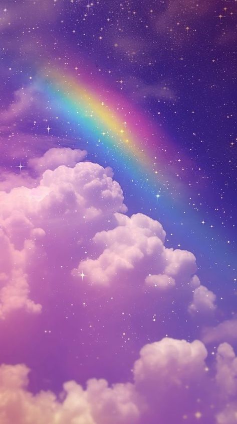 Cloud with rainbow and glitter outdoors nature purple. AI generated Image by rawpixel. | premium image by rawpixel.com / Pitcha Benrohman Beautiful Rainbow Nature, Purple Rainbow Aesthetic, Glitter Wallpaper Pink, Cute Rainbow Wallpaper, Iphone Wallpaper Galaxy, Purple View, Cloud With Rainbow, The World Wallpaper, Cloud Purple