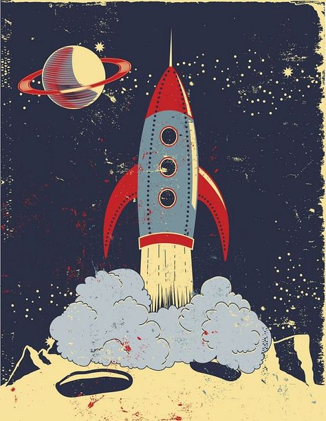 Retro Rocket Launch • Mary Burr | Flickr - Photo Sharing! Lego Dog, Rocket Art, Illustration Art Nouveau, Retro Rocket, Space Illustration, New Retro Wave, Pong Table, Space Poster, Vintage Space