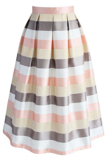 Stripes Spotlight Skirt Pastel Skirts, Beige Midi Skirt, Chicwish Skirt, Pastel Skirt, Mid Calf Skirt, Beige Skirt, Calf Length Skirts, Striped Midi Skirt, Led Dress