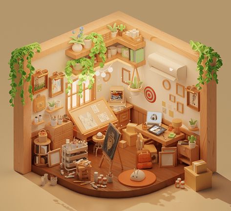 3d Isometric, Isometric Art, Blender Tutorial, Isometric Design, 3d Motion, Isometric Illustration, Miniature Rooms, 3d Modelle, Interior Concept