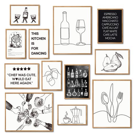 PRICES MAY VARY. 【What You Get】: Our kitchen wall decor set includes 12 kitchen pictures for wall, 3pcs8x10-inch,4pcs5x7-inch,5pcs4x6-inch.Also,the set comes with 50 glue dots for easy installation on your wall decor. 【Enrich Your Kitchen Wall Decor】:Whether you are looking for trendy wall decor pictures or want to add a fun touch to the kitchen decor, these kitchen pictures are exactly what you need to enhance the room aesthetics and create a fun but cozy ambiance! 【Diverse Themes】: Features an Decor Above Kitchen Table, Gallery Wall Above Kitchen Table, Small Kitchen Wall Decor Ideas Modern, Blank Wall Kitchen Ideas, Wall Collage Kitchen, Empty Wall In Kitchen, Artwork In Kitchen, Drawing For Kitchen, Blackboard Wall Kitchen