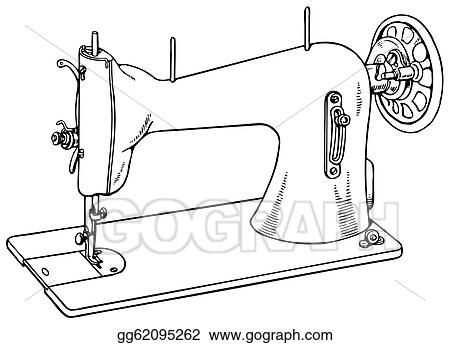 Vector Stock - Old sewing machine. Stock Clip Art gg62095262 - GoGraph Churidar Pattern, Sewing Machine Drawing, Machine Drawing, Art Competition Ideas, Button Hole Stitch, Stitching Machine, Old Sewing Machine, Hand Clipart, Beginner Sewing Patterns