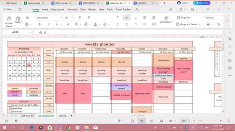 my excel weekly planner academicplanner. canvaplanner #freestudentplanner #plannerpagesprintable Excel Daily Planner Template, Excel Tracker Ideas, Excel Weekly Planner, Weekly Planner Excel, Excel Sheet Design Ideas, Aesthetic Excel Spreadsheet, Huberman Protocol, Excel Planner Templates, Study Spreadsheet