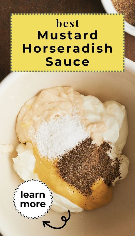 Honey Mustard Horseradish Sauce, Ham Mustard Sauce, Spicy Horseradish Sauce, Mustard Horseradish Sauce, Horseradish Mustard Sauce, Ham Dipping Sauce, Horseradish Mustard Recipe, Beef Tenderloin Sliders, Mustard Sauce For Salmon