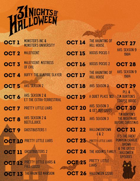 30 Nights Of Halloween Movies, Halloween Movie Calendar 2023, Spooky Things To Do In October, Netflix October Movie List, Halloween Shows To Watch, Halloween Movies Disney Plus, How To Get Into Halloween Spirit, Netflix Movies To Watch Halloween, Netflix Halloween Movies List