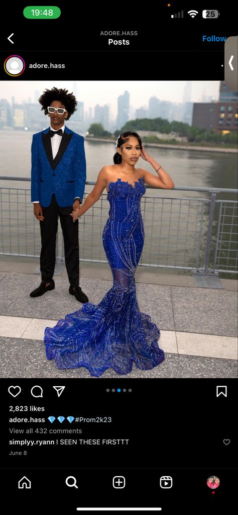 Sparkling Blue Dress, Royal Blue Prom Outfits, Royal Blue Prom Looks, Royal Blue And Silver Prom Dress, Navy Blue Prom Dresses Black Women, Royal Blue Prom Dresses Black Women, Blue Prom Looks, Light Blue Prom Dresses Black Women, Royal Blue Prom Dress Couple