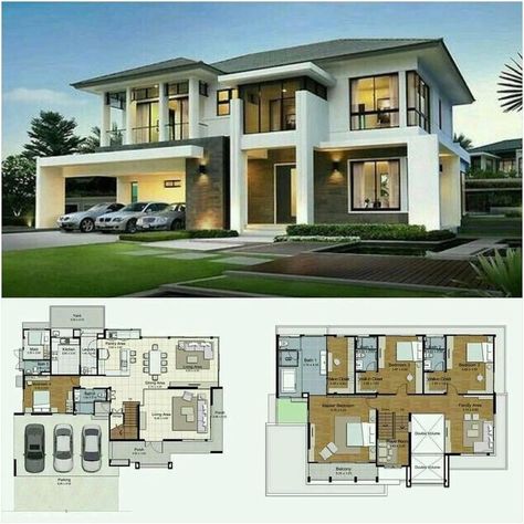 Modern House Floor Plans, House Plans Mansion, Two Story House, Building House Plans Designs, Building Plans House, Casas The Sims 4, Modern Style House Plans, House Plan Gallery, Architectural Design House Plans