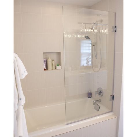 Ark Showers 33.5" x 60" Hinged Frameless Tub Door with Low Iron Glass and ClearShield Technology & Reviews | Wayfair Shower Door For Bathtub, Half Glass Shower Door, Glass Shower Door, Bathtub Doors, Tub Doors, Frameless Shower Doors, Bathroom Shower Tile, Sliding Shower Door, Frameless Shower