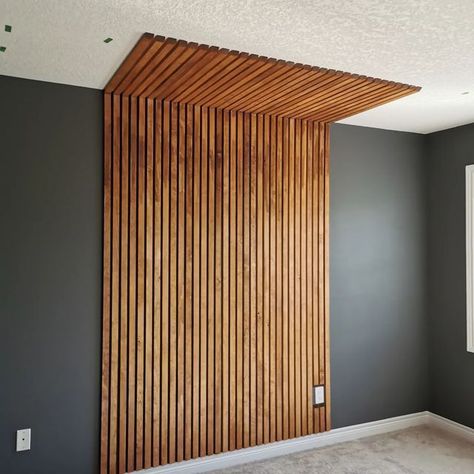 wall Art Decoration Ideas Timber Accent Wall, Wooden Slated Wall, Walnut Wood Slat Wall, Bedroom Wood Slat Wall, Wood Slated Wall, Slat Wall Behind Bed, Wood Slat Headboard Wall, Wooden Slat Wall Bedroom, Wood Slate Accent Wall