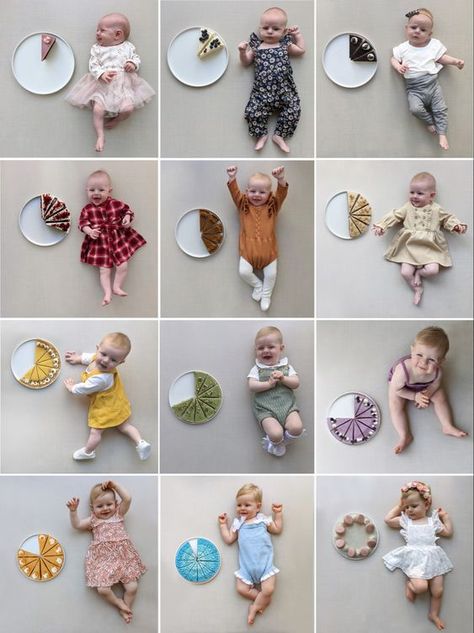 15+ Baby Milestone Ideas That Are Simple Yet Creative - Oh Happy Joy! 2024 Baby Photoshoot, One Month Newborn Milestone, Unique Monthly Milestone Ideas, Baby Pictures Month By Month, Baby Photo Monthly Ideas, Ideas For Baby Monthly Pictures, Pizza Milestone Picture, 1-12 Months Baby Pictures, Baby Monthly Picture Ideas