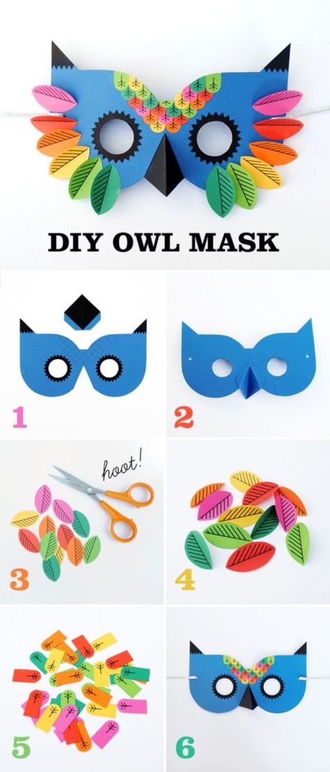 Owl Mask, Paper Owls, Masks Crafts, Owl Crafts, Preschool Activity, Diy Mask, Construction Paper, Childrens Crafts, Easy Paper Crafts