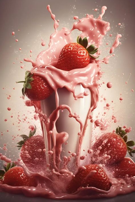 Pictures Of Food, Fruit Splash, Dragon Wallpaper Iphone, Strawberry Drinks, Milk Splash, Food Cart Design, Splash Photography, Cream Wallpaper, Fruit Photography