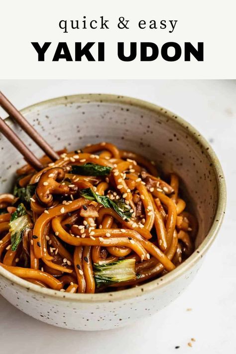 This Yaki Udon recipe is delicious and can be made in just 15-minutes when you need an easy weeknight dinner on the table fast. You’ll love how simple it is to make these udon noodles right at home and the Yaki Udon Noodle sauce is packed with flavor. Add this to your easy weeknight meal recipe rotation and feel free to customize your udon noddles by adding your favorite vegetables. Vegetarian Udon Noodles, Noddle Recipes, Noodle Sauce, Udon Noodles Recipe, Udon Recipe, Yaki Udon, Udon Noodle, Udon Noodles, Stir Fry Recipes