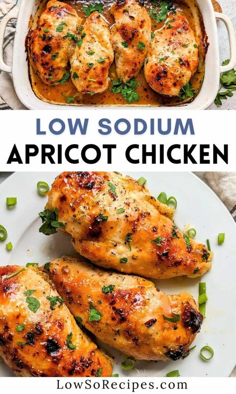 Low Sodium Apricot Chicken Recipe - Low So Recipes Low Sodium And Cholesterol Meals, Low Sodium Pudding, Pork Chop Recipes Low Sodium, Low Sodium Buffalo Chicken, Low Ldl Cholesterol Recipes, Low Sodium Recipes Chicken, Renal Diet Chicken Recipes, Low Salt Chicken Recipes Easy Dinners, Low Salt Meals Healthy Recipes