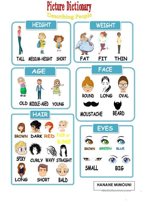 Picture Dictionary - Describing people - English ESL Worksheets for distance learning and physical classrooms Adjective To Describe People, Esl Describing People, Adjectives Describing People, Describing Words Activity, Describing Pictures Worksheet, Pictures To Describe In English, Describe The Picture Worksheet, Physical Appearance Description, Describing People Worksheet For Kids