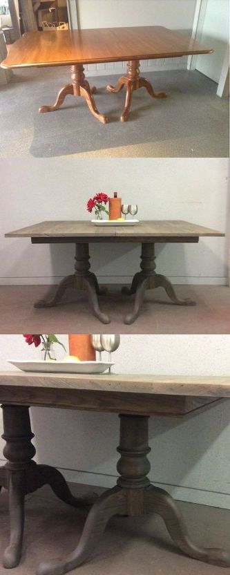 dining table makeover, painted furniture Pedestal Dining Table Makeover, Pedestal Table Makeover, Dining Room Table Makeover, Dining Table Makeover, Stripping Furniture, Double Pedestal Dining Table, Diy Dining Room, Dining Room Makeover, Furniture Rehab