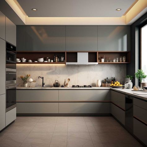 Kitchen Ideas U Shaped Modern, Open U Shaped Kitchen, Kitchen U Shape Modern, U Type Kitchen Design, Kitchen Unit Design Modern, U Shape Kitchen Design Modern, Open Kitchen Ideas Indian, U Shape Kitchen Design, Modular Kitchen Modern