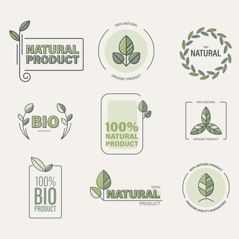 Premium Vector | Organic food, eco products label collection. Organic Shop Logo Design, Organic Food Logo Design, Organic Food Branding, Natural Products Logo, Eco Branding, Food Company Logo, Eco Friendly Logo, Food Brand Logos, Organic Food Shop