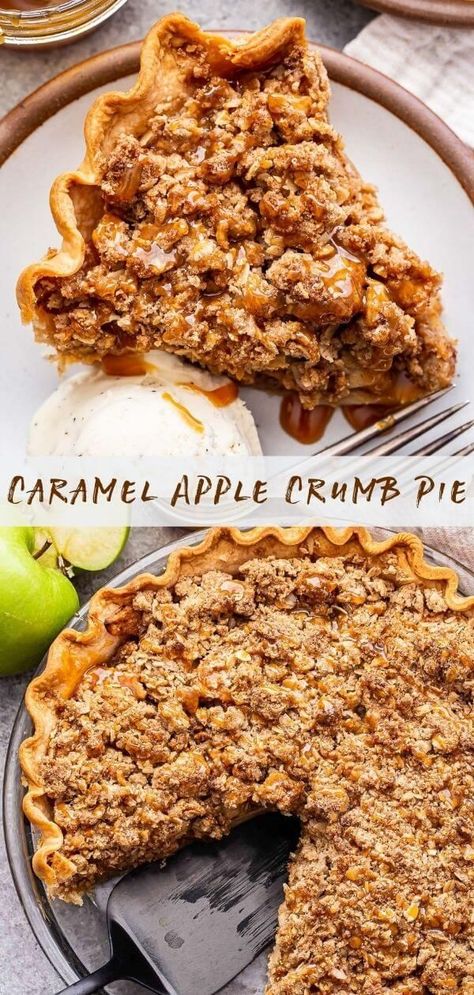 Apple Crumble Pie Recipe, Caramel Apple Pie Recipes, Recipe Runner, Apple Crumb Pie, Crumb Pie, Apple Crumble Pie, Crumble Pie, Collage Photos, Apple Crumb