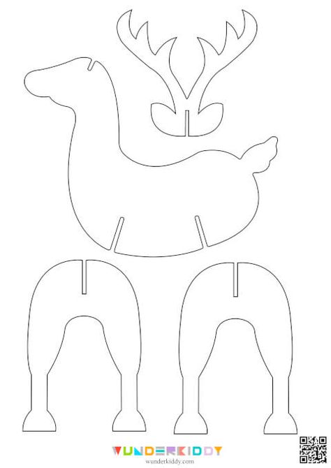 Free Printable Christmas Deer Template for Kids Cardboard Crafts For Christmas, Cardboard Animals Template Cut Outs, Christmas Ornament Template Printable, Diy Christmas Home Decor Ideas, Cardboard Animals Template, Christmas Prints Free Printable, Free Printable Christmas Ornament Templates, New Year Decorations Ideas 2024, Christmas Patterns Free Printable