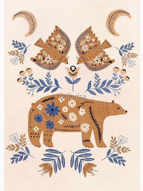 "Norwegian Folk Art | Scandinavian Folk Art | Modern Farmhouse | Swedish Folk Art | Woodland Animal | Nordic Wall Art" T-shirt by Gallerisa | Redbubble Norwegian Embroidery Patterns Folk Art, Norwegian Folk Art Pattern, Scandinavian Motifs Folk Art, Scandinavian Animals Illustration, Bunny Folk Art, Norwegian Art Folk, Folk Animals Illustration, Scandinavian Wall Paint, Swedish Folk Art Scandinavian Design