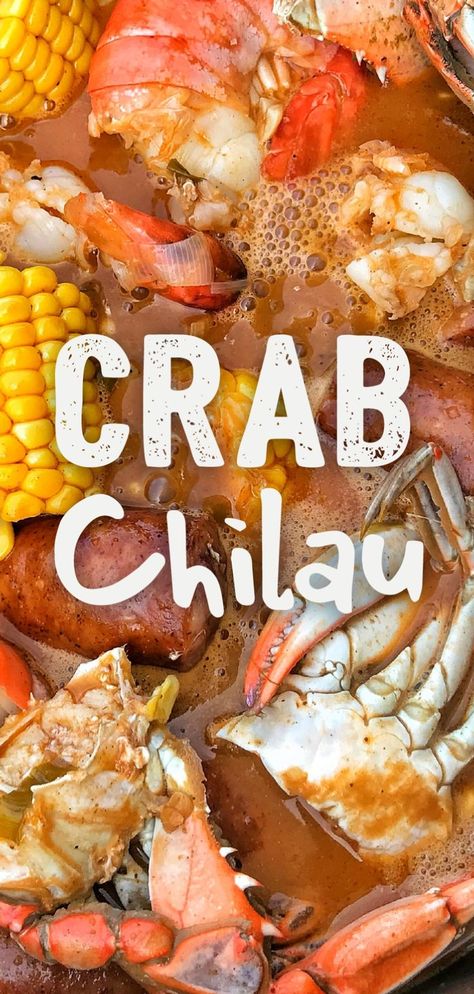 This recipe adds a new twist on the traditional Tampa style Crab Chilau with the addition of Dungeness Crab. It's a little less sweet compared to blue crabs but the amount of meat surely makes up for it! Crab Chilau Recipe, Crab Shala Recipes, Cooking Dungeness Crab, Blue Crab Recipes, Seafood Board, Crab Boil Recipe, Dungeness Crab Recipes, Boil Recipes, Sea Foods