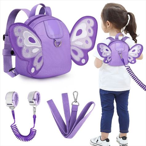 Accmor Toddler Harness Backpack Leash, Cute Butterfly Kid Backpacks with Anti Lost Wrist Link, Mini Child Backpack Harness Leashes Walking Wristband Travel Bag Harness Rein for Baby Girls (Purple) Backpack Leash, Toddler Leash, Butterfly Backpack, Purple Clothing, Kids Accessories Fashion, Toddler Bag, Butterfly Kids, Purple Backpack