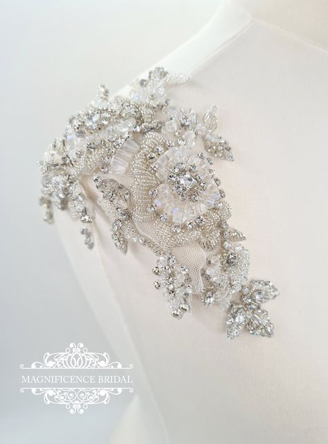 Bridal epaulettes, bridal applique, epaulettes, Shoulder Applique, Shoulder embroidery, luxury applique pair, dress embellishment, DEBORAH Shoulder Embellishment, Shoulder Applique, Shoulder Embroidery, Couture Beading, Bridal Trim, Wedding Bridal Dress, Wedding Applique, Embroidery Wedding, Dress Straps