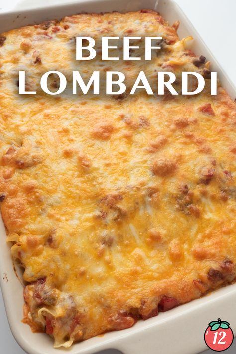 Beef Lombardi | 12 Tomatoes The Best Ground Beef Recipes, Casserole With Tomatoes, Meat Casserole Recipes Main Dishes, Beef Lombardi Recipe, Lombardi Casserole, Recipes With Stewed Tomatoes, Beef Lombardi, Beef Lombardi Casserole Southern Living, Beef Pasta Casserole Recipes