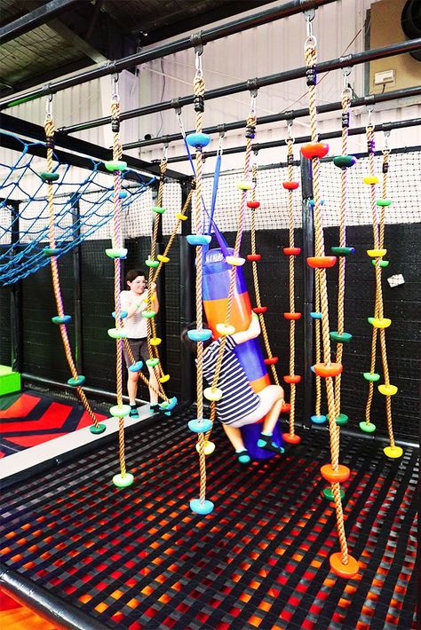 Ninja Playground For Kids, Kids Play Centre, Trampoline Room, Indoor Play Centre, Trampoline Parks, Kids Play Spaces, Kids Cafe, Kids Indoor Playground, Jump Around