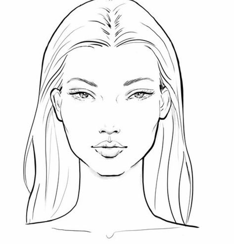 Women Croquis, Fashion Illustration Sketches Face, Silhouette Mode, Fashion Illustration Face, Fashion Illustration Poses, Fashion Model Sketch, Face Template, Makeup Drawing, Fashion Figure Drawing