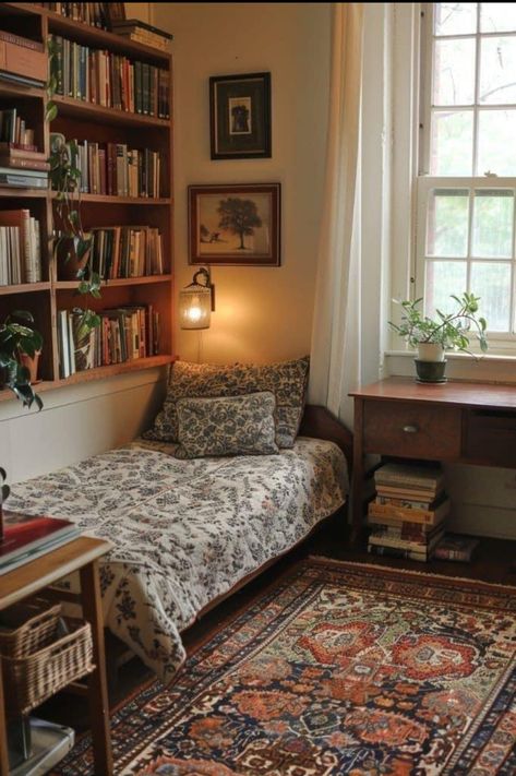 Room Vibe Ideas, Cozy Retro Apartment, Dorm Vintage Aesthetic, Vintage Dorm Room Aesthetic, Dorm Window Decor, Victorian Dorm Room, Cozy Room Vintage, Apartment Spare Room Ideas, Vintage House Decor Ideas