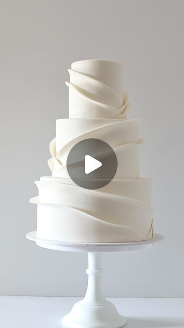 Ruffle Cake Tutorial, White Fondant Cake, Wedding Cake Tutorial, Fondant Cake Tutorial, Fondant Smoother, Fondant Ruffles, I Had To Leave, Ruffle Wedding Cake, Wedding Cake Images