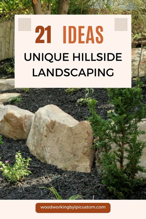 Do you have a hill on your property that's just begging to be landscaped? Check out these DIY house projects ideas that will take your yard to the next level. Transform your landscape with these unique ideas that are perfect for any hillside. Side Of House Landscaping Ideas Hill, Terraced Backyard Hillside Landscaping, Landscaping A Sloped Yard, Landscape Ideas On A Hill Sloped Yard, Hill Landscaping Ideas Front Yard, House On A Hill Landscaping, Landscape Ideas For Hillside Sloped Yard, Landscape A Hill, House On Top Of Hill