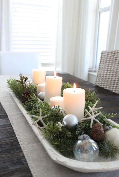 Coastal Christmas 2022 at Starfish Cottage Southern Coastal Christmas Decor, Coastal Holiday Decor Christmas Ideas, Coastal Christmas Coffee Table Decor, Modern Coastal Christmas Tree, Coastal Christmas Centerpiece Ideas, Beach Cottage Christmas Decor, Coastal Christmas Table Centerpieces, Summer Christmas Decor Ideas, Costal Christmas Tree Ideas