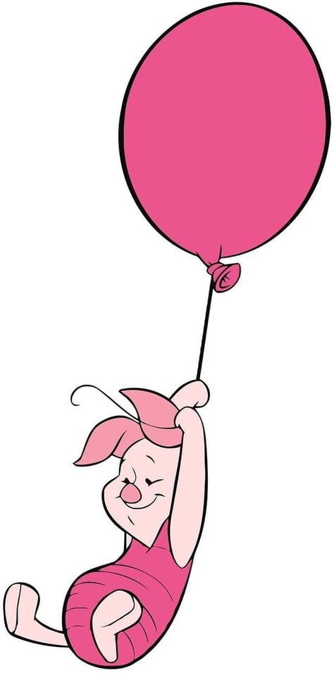 Pooh With Balloon, Pooh Bear Characters, Piglet Balloon, Ballon Drawing, Piglet Drawing, Piglet Birthday, Piglet Cartoon, Frida Kahlo Cartoon, Pooh Bebe